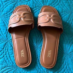 Zara Leather Slide Sandel